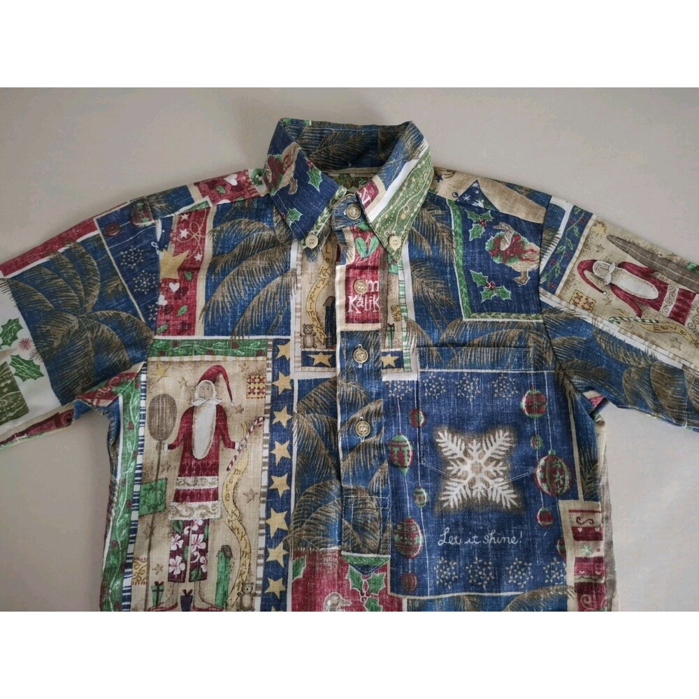 Boys Reyn Spooner Mele Kalikimaka Button Front Shirt XS Christmas Limited Ed